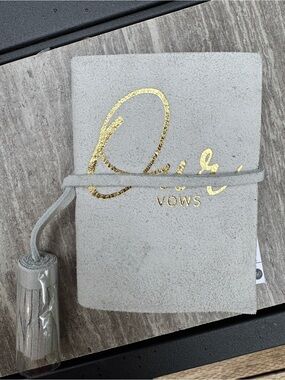 Our Vows Grey Suede Wrap Journal with Gold Foil Accent